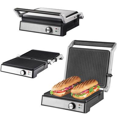 2200W گرل الکتریکی Panini سازنده دما قابل تنظیم ساندویچ فشار توستر باز 180 درجه فولاد ضد زنگ تماس گرل