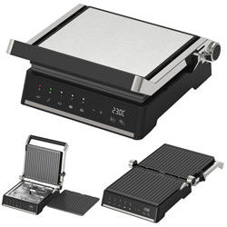 بشقاب قابل جدا کردن BBQ Panini Press Grill Griddle بدون دود در فضای داخلی بشقاب LED صفحه لمسی