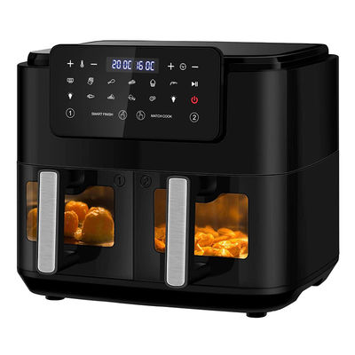 4.5L دو قاشق هوا با 2 سبد از طریق پنجره شیشه ای ببینید SYNC آشپزی دو کشو