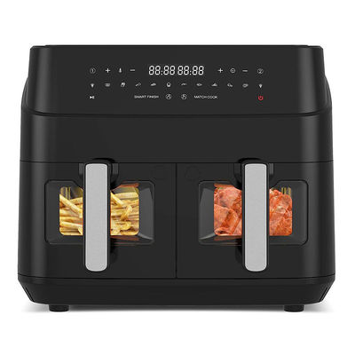 فریزر هوا با دو سبد 9L با پنجره شیشه ای 2600W فریزر هوا با دو منطقه دیجیتال هوشمند