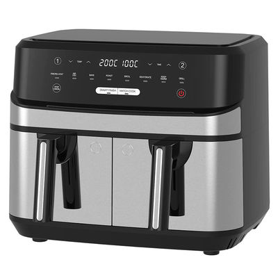 فرایر هوایی دو زون بدون روغن 9L بزرگ برای خانواده با 2 کشو 10 پیش تنظیم 2400W کم چربی