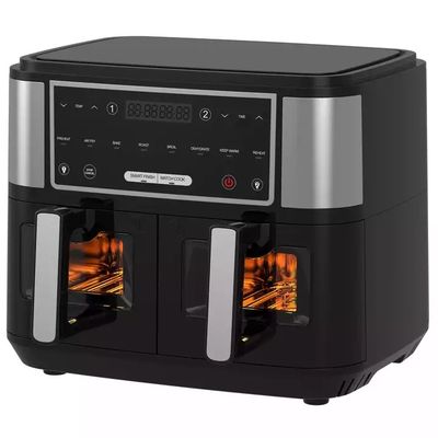 فرایر هوا هوشمند 2400 وات دوگانه با پنجره شفاف قابل مشاهده 9L تکنولوژی دو منطقه دیجیتال