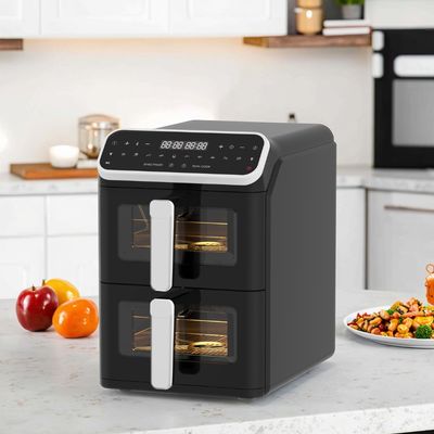 Dual Stack 12 Color Presets 6+6l Electric Digital Air Fryer Sync dual cook Function با گزینه نوع اجاق پنجره قابل مشاهده