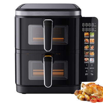 6l + 6l فریزر هوا دو لایه ای 2800w پوشش ضد چسب مدرن مربع کنترل دیجیتال فولدر LED صفحه نمایش منوی خانگی الکتریکی