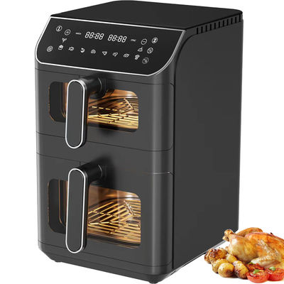 6l + 6l فریزر هوا دو لایه ای 2800w پوشش ضد چسب مدرن مربع کنترل دیجیتال فولدر LED صفحه نمایش منوی خانگی الکتریکی