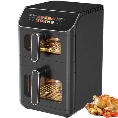 6l + 6l فریزر هوا دو لایه ای 2800w پوشش ضد چسب مدرن مربع کنترل دیجیتال فولدر LED صفحه نمایش منوی خانگی الکتریکی