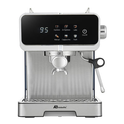 Anbo Full SS Housing LED Digital Touch Screen Expresso Coffee Machine 1.6L 20 bar Wide Espresso Coffee Maker with Milk Frother