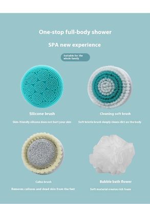 برش حمام الکتریکی قابل شارژ کامل با دستگیره بلند سیلیکون ماساژ بدن