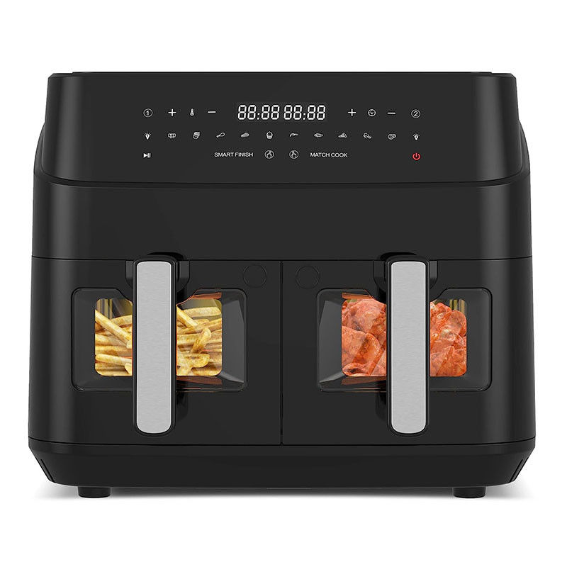 فریزر هوا با دو سبد 9L با پنجره شیشه ای 2600W فریزر هوا با دو منطقه دیجیتال هوشمند