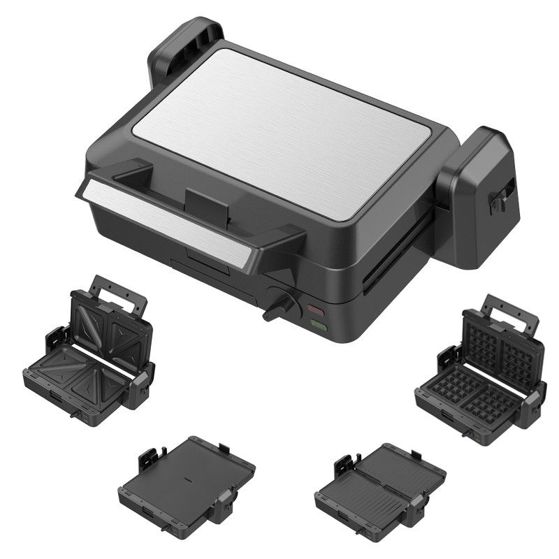 1200W گرل قابل جدا کردن تماس 3 صفحه 105 درجه 180 درجه دمای باز تنظیم کندی الکتریکی PTFE ضد چسب برای BBQ خانگی