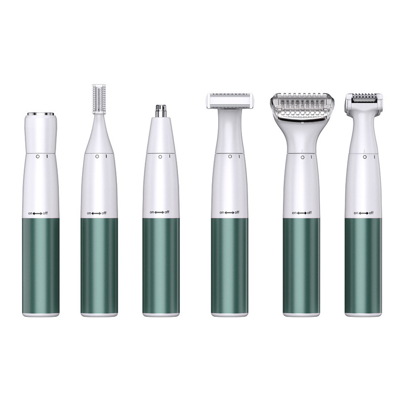 6-در-1 چند وظيفه زنانه تراش کننده تراش کننده با 1200mAh باتری تیغه فولاد ضد زنگ و قطعات اضافی رایگان